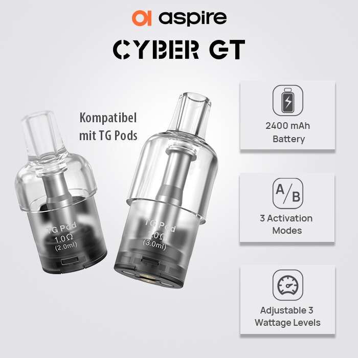 aspire cyber gt pod kit Aspire Cyber GT Pod System Kit 2400mAh 3ml main image 1