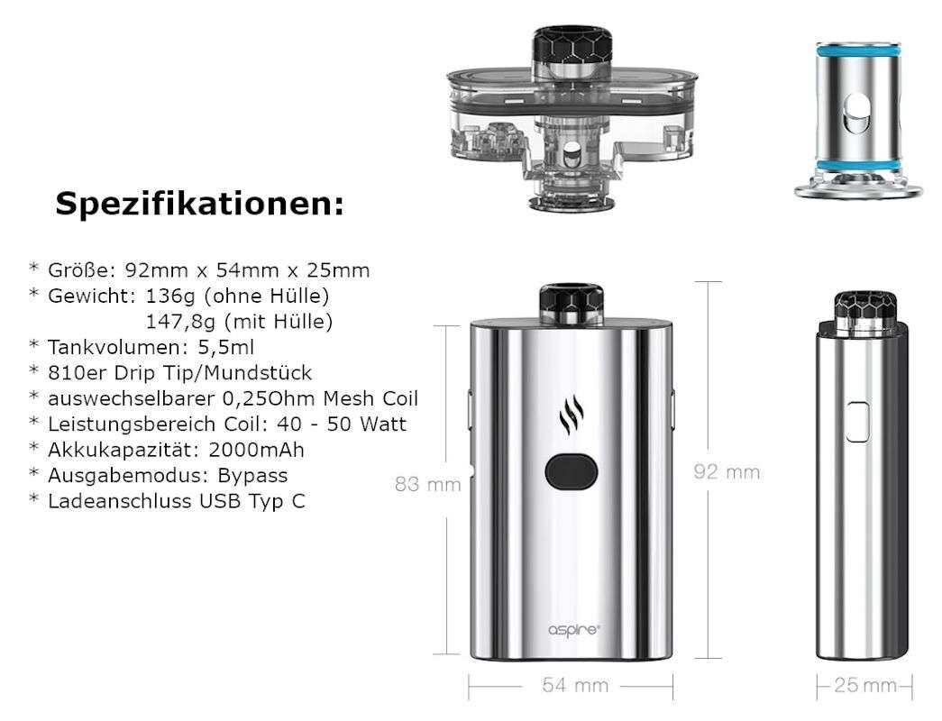 Ezigarette AIO Cloudflask von Aspire - DTL - Tankvolumen: 5,5ml